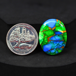 Natural Peacock Dahlia Oval Cabochon 27x20mm 22.5ct - Peacock Blue-Green Composite - Pedra Gems