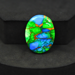 Natural Peacock Dahlia Oval Cabochon 27x20mm 22.5ct - Peacock Blue-Green Composite - Pedra Gems