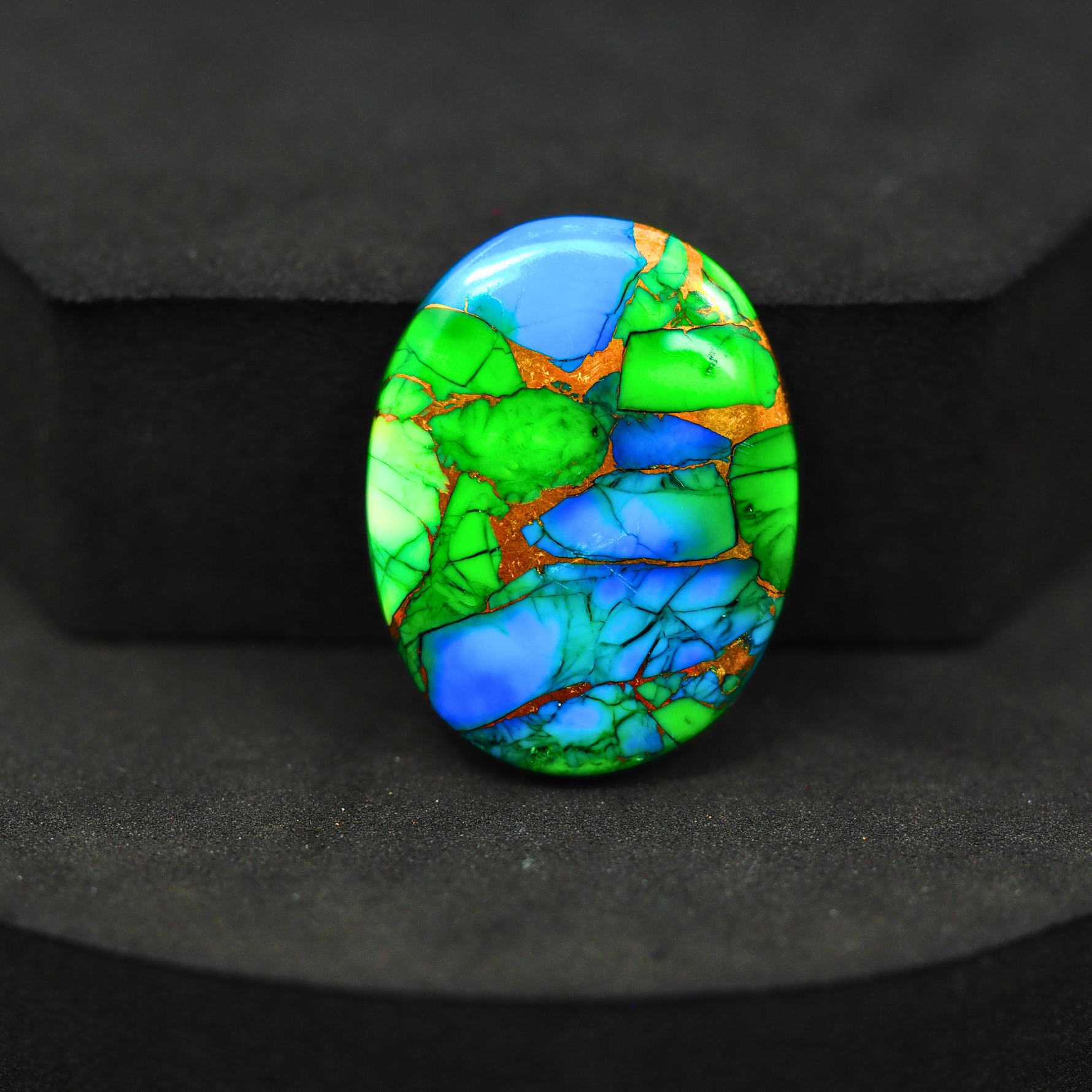 Natural Peacock Dahlia Oval Cabochon 27x20mm 22.5ct - Peacock Blue-Green Composite - Pedra Gems