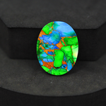 Natural Peacock Dahlia Oval Cabochon 27x20mm 22.5ct - Peacock Blue-Green Composite - Pedra Gems