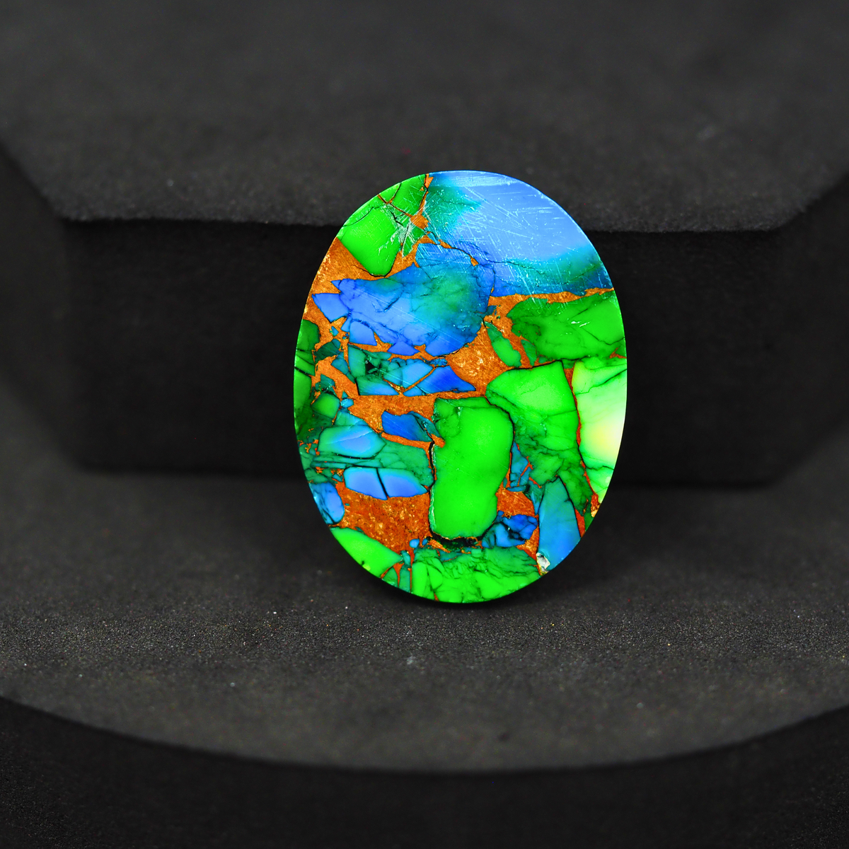 Natural Peacock Dahlia Oval Cabochon 27x20mm 22.5ct - Peacock Blue-Green Composite - Pedra Gems