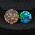 Natural Peacock Dahlia Round Cabochon 21x21mm 13.5ct - Peacock Blue-Green Composite - Pedra Gems