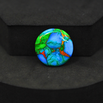 Natural Peacock Dahlia Round Cabochon 21x21mm 13.5ct - Peacock Blue-Green Composite - Pedra Gems