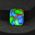 Natural Peacock Dahlia Cushion Cabochon 26x22mm 24.5ct - Peacock Blue-Green Composite - Pedra Gems