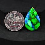 Natural Peacock Dahlia Pear Cabochon 29x19mm 16.5ct - Peacock Blue-Green Composite - Pedra Gems