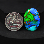 Natural Peacock Dahlia Oval Cabochon 29x21mm 21ct - Peacock Blue-Green Composite - Pedra Gems
