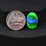 Natural Peacock Dahlia Oval Cabochon 21x14mm 10ct - Peacock Blue-Green Composite - Pedra Gems