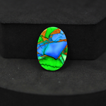 Natural Peacock Dahlia Oval Cabochon 21x14mm 10ct - Peacock Blue-Green Composite - Pedra Gems