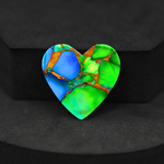 Natural Peacock Dahlia Heart Cabochon 24x25mm 18.5ct - Peacock Blue-Green Composite - Pedra Gems