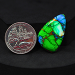 Natural Peacock Dahlia Freeform Cabochon 30x18mm 17.5ct - Peacock Blue-Green Composite - Pedra Gems