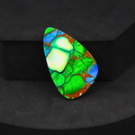 Natural Peacock Dahlia Freeform Cabochon 30x18mm 17.5ct - Peacock Blue-Green Composite - Pedra Gems