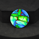 Natural Peacock Dahlia Round Cabochon 25x25mm 36.5ct - Peacock Blue-Green Composite - Pedra Gems