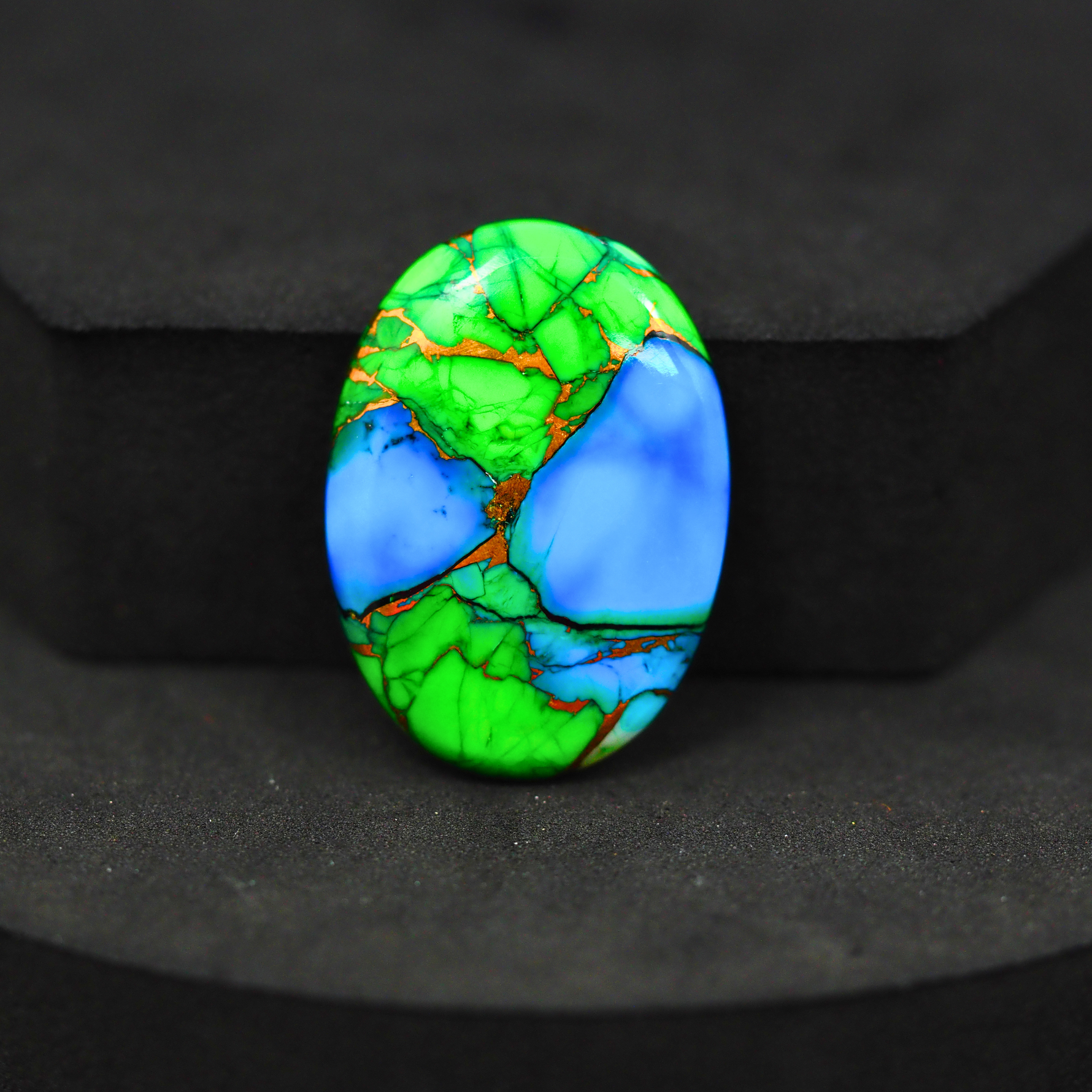 Natural Peacock Dahlia Oval Cabochon 28x20mm 19.5ct - Peacock Blue-Green Composite - Pedra Gems