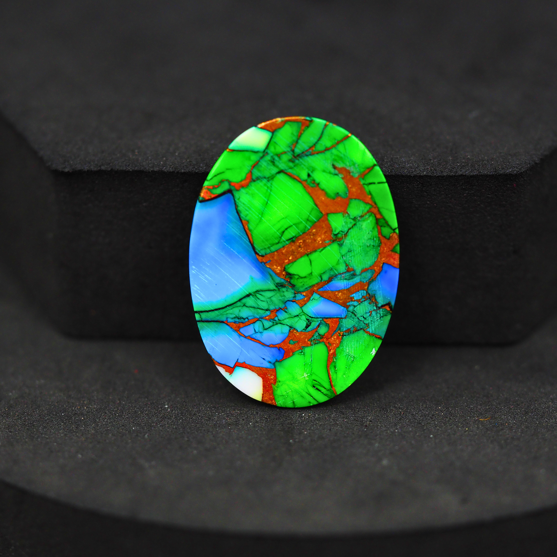 Natural Peacock Dahlia Oval Cabochon 28x20mm 19.5ct - Peacock Blue-Green Composite - Pedra Gems