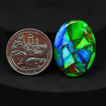 Natural Peacock Dahlia Pear Cabochon 29x22mm 23ct - Peacock Blue-Green Composite - Pedra Gems