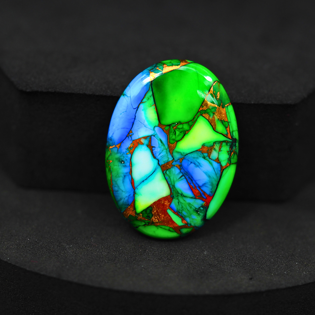 Natural Peacock Dahlia Pear Cabochon 29x22mm 23ct - Peacock Blue-Green Composite - Pedra Gems