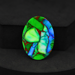 Natural Peacock Dahlia Pear Cabochon 29x22mm 23ct - Peacock Blue-Green Composite - Pedra Gems