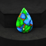 Natural Peacock Dahlia Pear Cabochon 30x20mm 17.5ct - Peacock Blue-Green Composite - Pedra Gems
