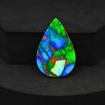 Natural Peacock Dahlia Pear Cabochon 30x20mm 17.5ct - Peacock Blue-Green Composite - Pedra Gems