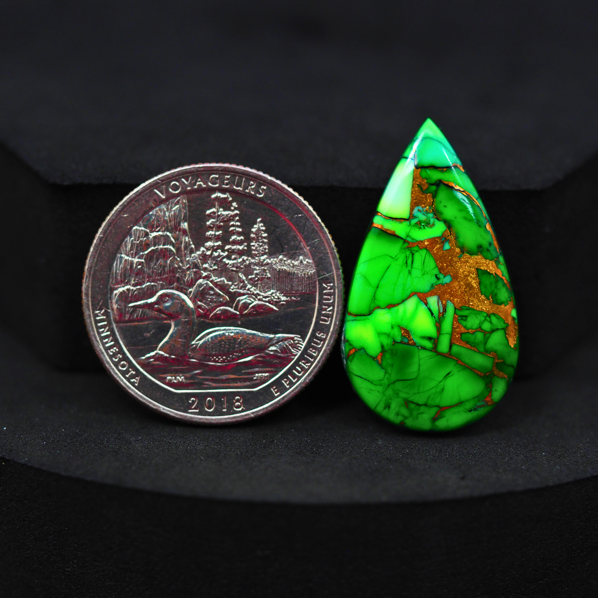 Natural Peacock Dahlia Pear Cabochon 27x16mm 13.5ct - Peacock Blue-Green Composite - Pedra Gems