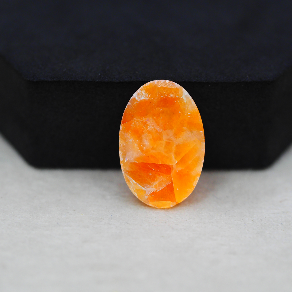 Natural Orange Calcite Oval Cabochon 24x16mm 18ct - warm honey-orange - Pedra Gems.
