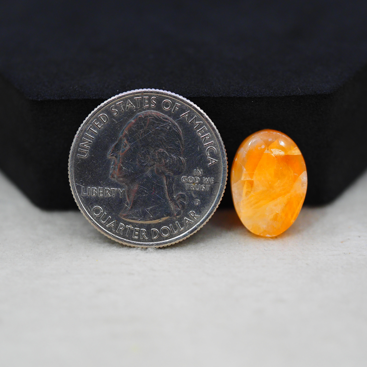 Natural Orange Calcite Oval Cabochon 16x12mm 7.5ct - warm honey-orange - Pedra Gems.
