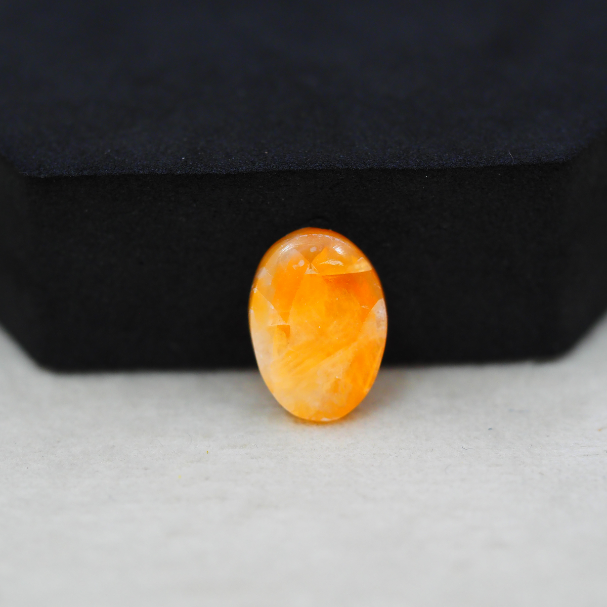 Natural Orange Calcite Oval Cabochon 16x12mm 7.5ct - warm honey-orange - Pedra Gems.
