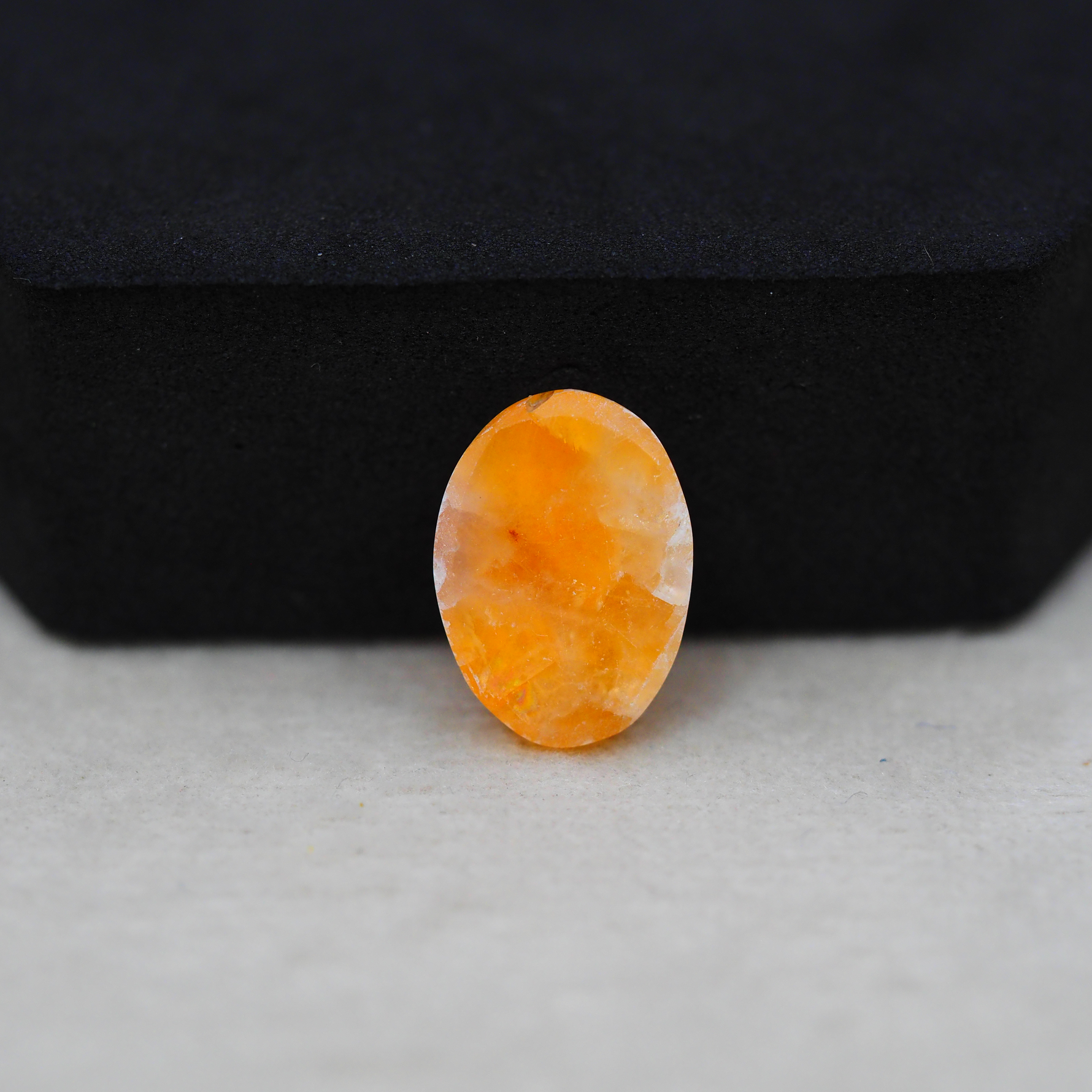 Natural Orange Calcite Oval Cabochon 16x12mm 7.5ct - warm honey-orange - Pedra Gems.