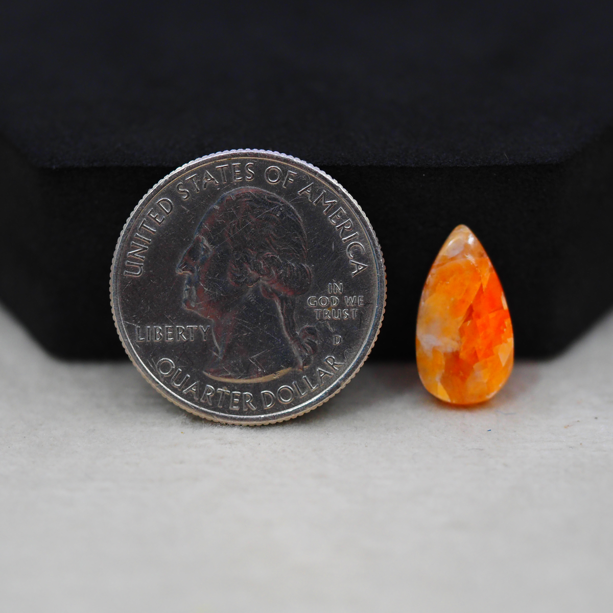 Natural Orange Calcite Pear Cabochon 16x9mm 4ct - warm honey-orange - Pedra Gems.