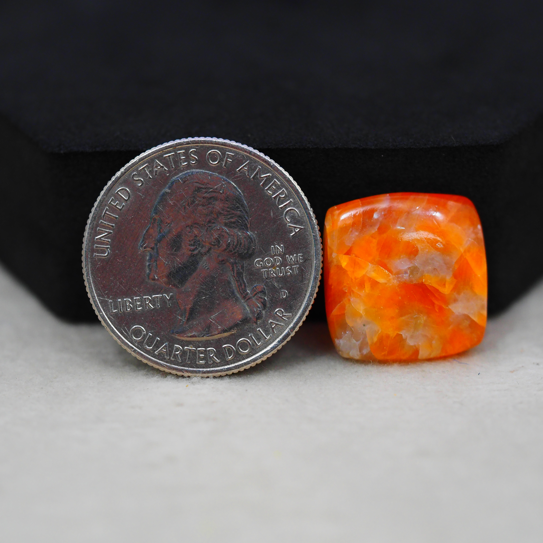 Natural Orange Calcite Square Cabochon 17x16mm 11.5ct - warm honey-orange - Pedra Gems.