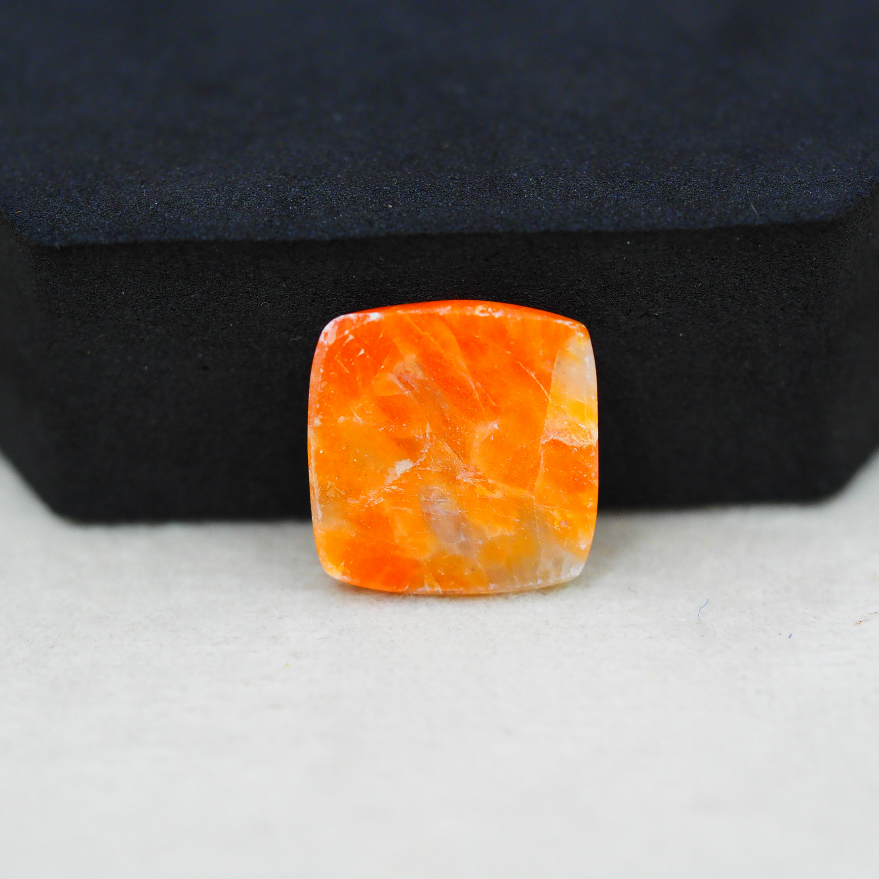 Natural Orange Calcite Square Cabochon 17x16mm 11.5ct - warm honey-orange - Pedra Gems.