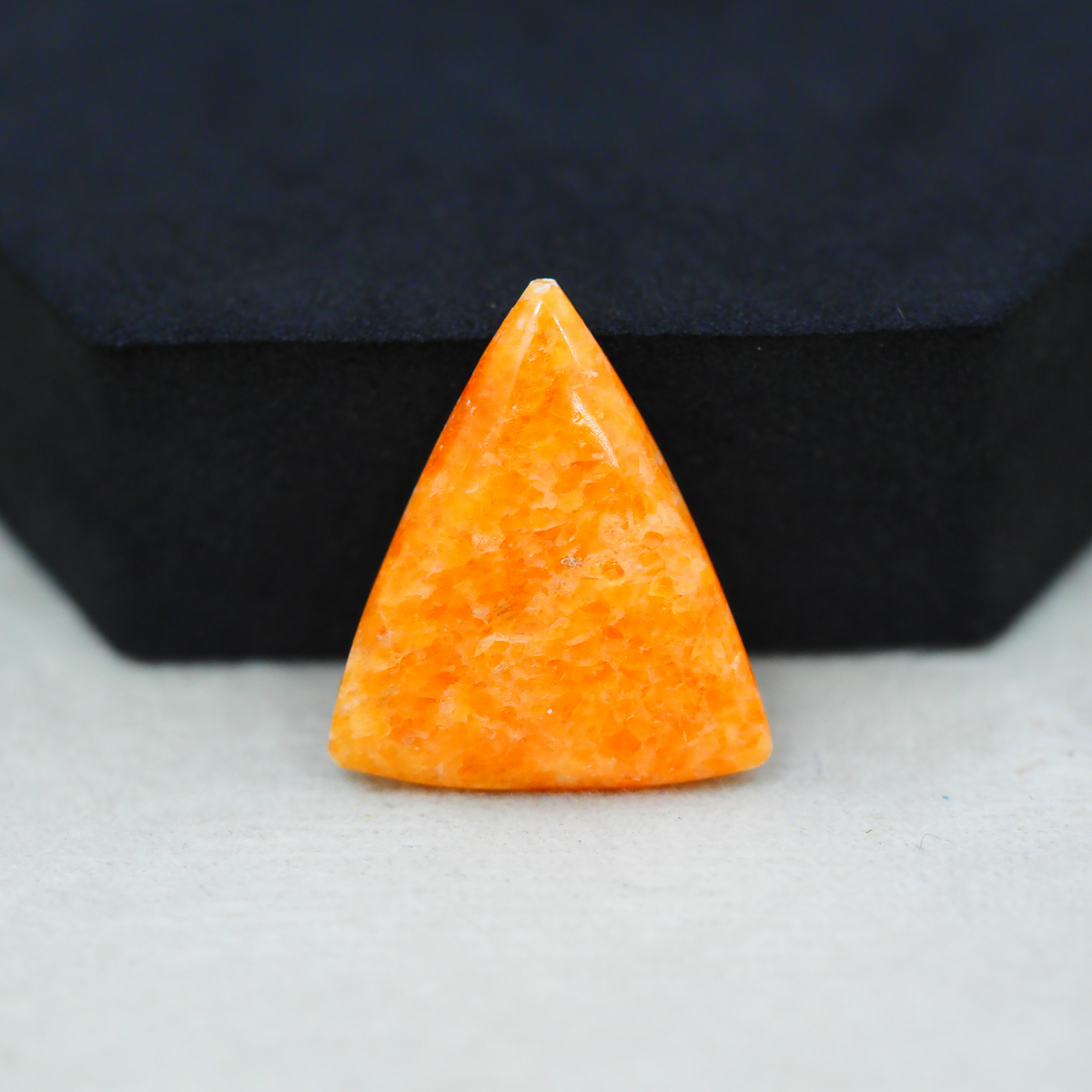 Natural Orange Calcite Trillion Cabochon 26x23mm 15.5ct - warm honey-orange - Pedra Gems.