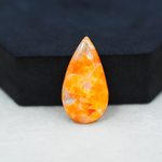 Natural Orange Calcite Pear Cabochon 31x17mm 20.5ct - warm honey-orange - Pedra Gems.