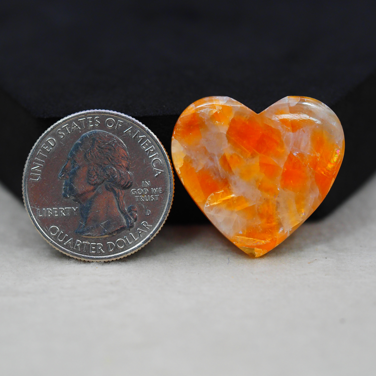 Natural Orange Calcite Heart Cabochon 25x27mm 24ct - warm honey-orange - Pedra Gems.
