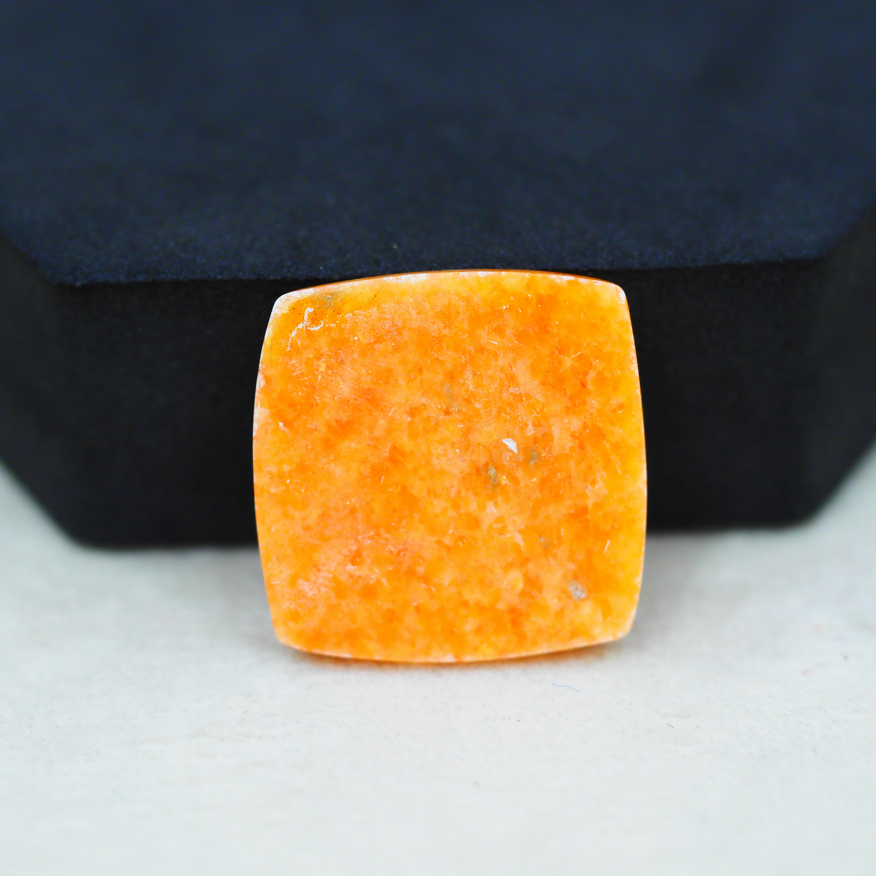 Natural Orange Calcite Square Cabochon 23x23mm 26ct - warm honey-orange - Pedra Gems.