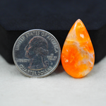 Natural Orange Calcite Pear Cabochon 19x17mm 17.5ct - warm honey-orange - Pedra Gems.