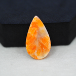Natural Orange Calcite Pear Cabochon 19x17mm 17.5ct - warm honey-orange - Pedra Gems.