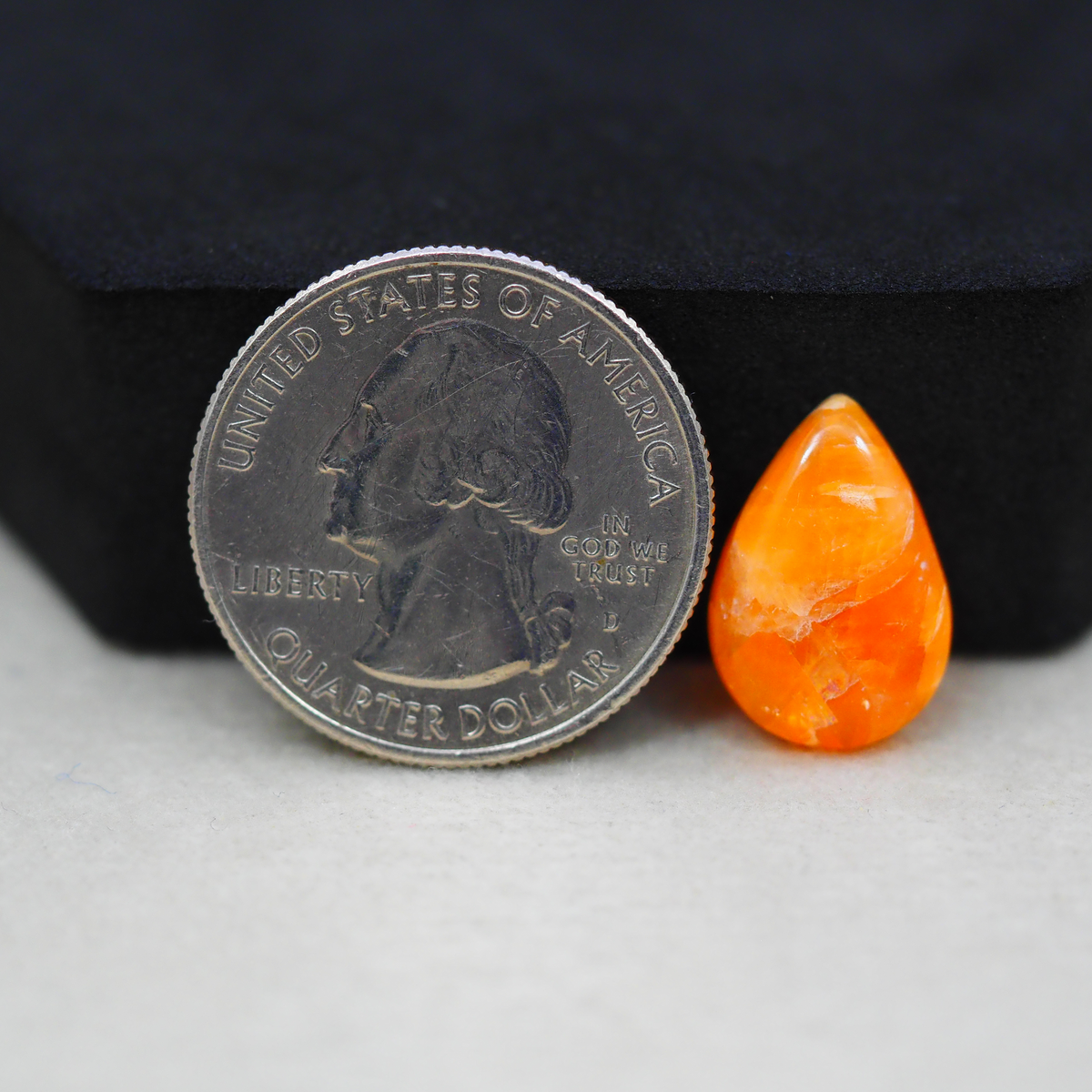 Natural Orange Calcite Pear Cabochon 16x11mm 5ct - warm honey-orange - Pedra Gems.