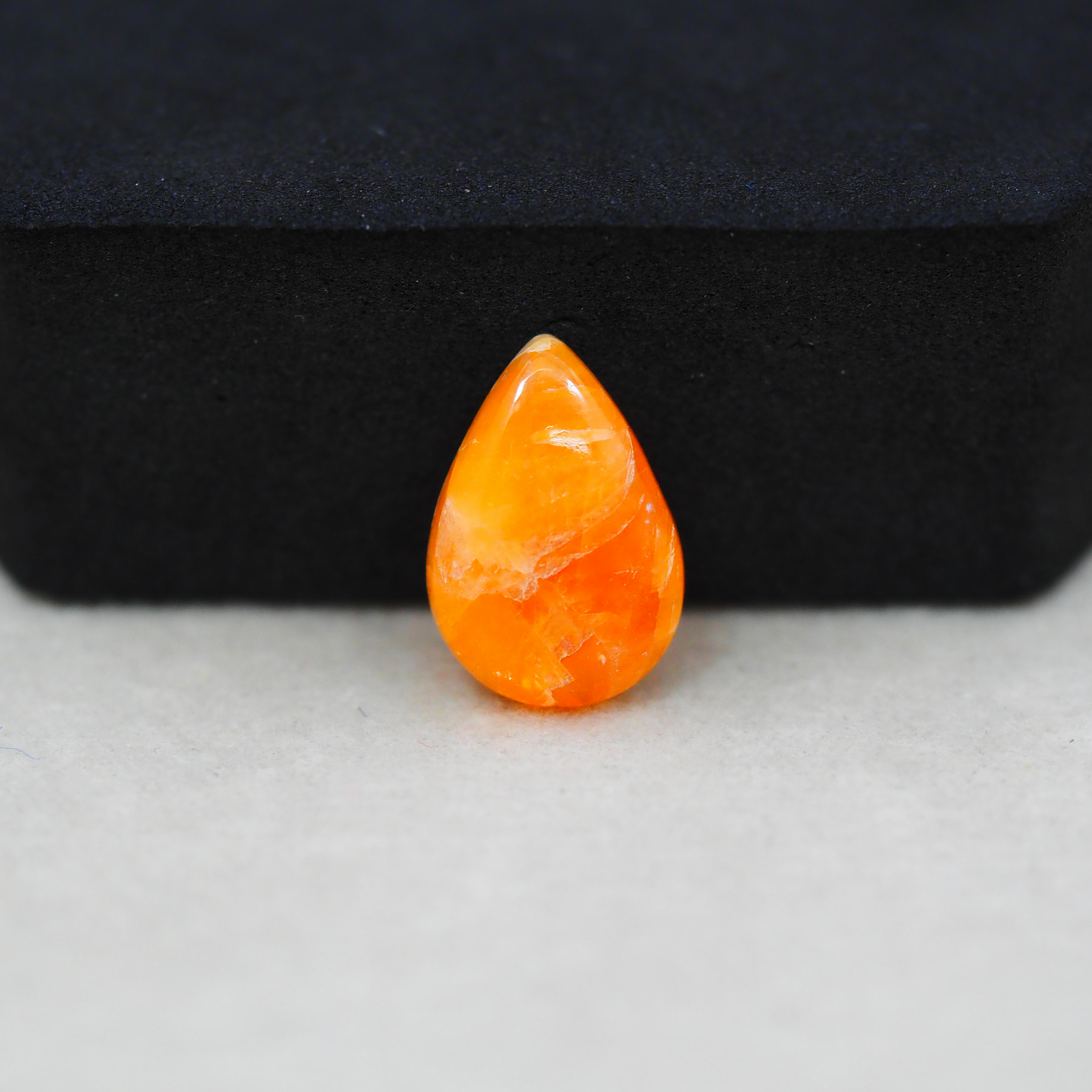 Natural Orange Calcite Pear Cabochon 16x11mm 5ct - warm honey-orange - Pedra Gems.