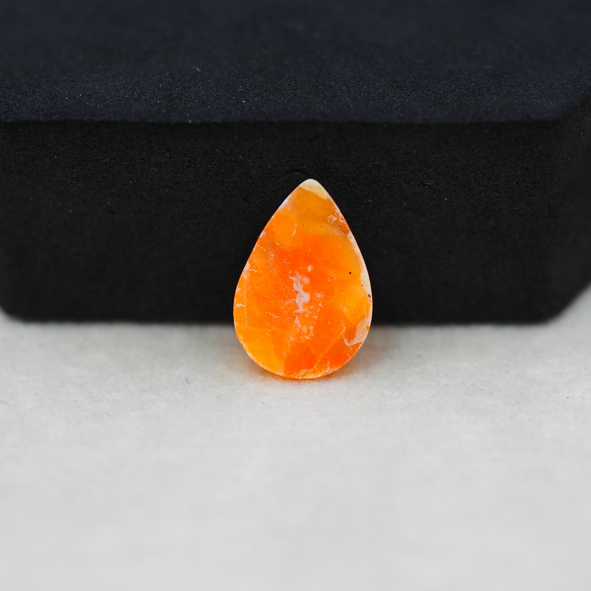 Natural Orange Calcite Pear Cabochon 16x11mm 5ct - warm honey-orange - Pedra Gems.