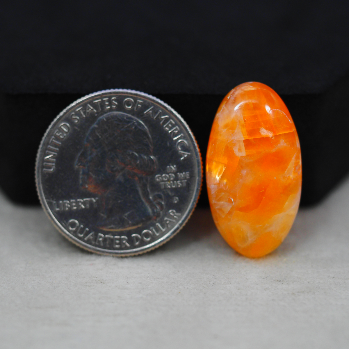 Natural Orange Calcite Oval Cabochon 25x13mm 15ct - warm honey-orange - Pedra Gems.
