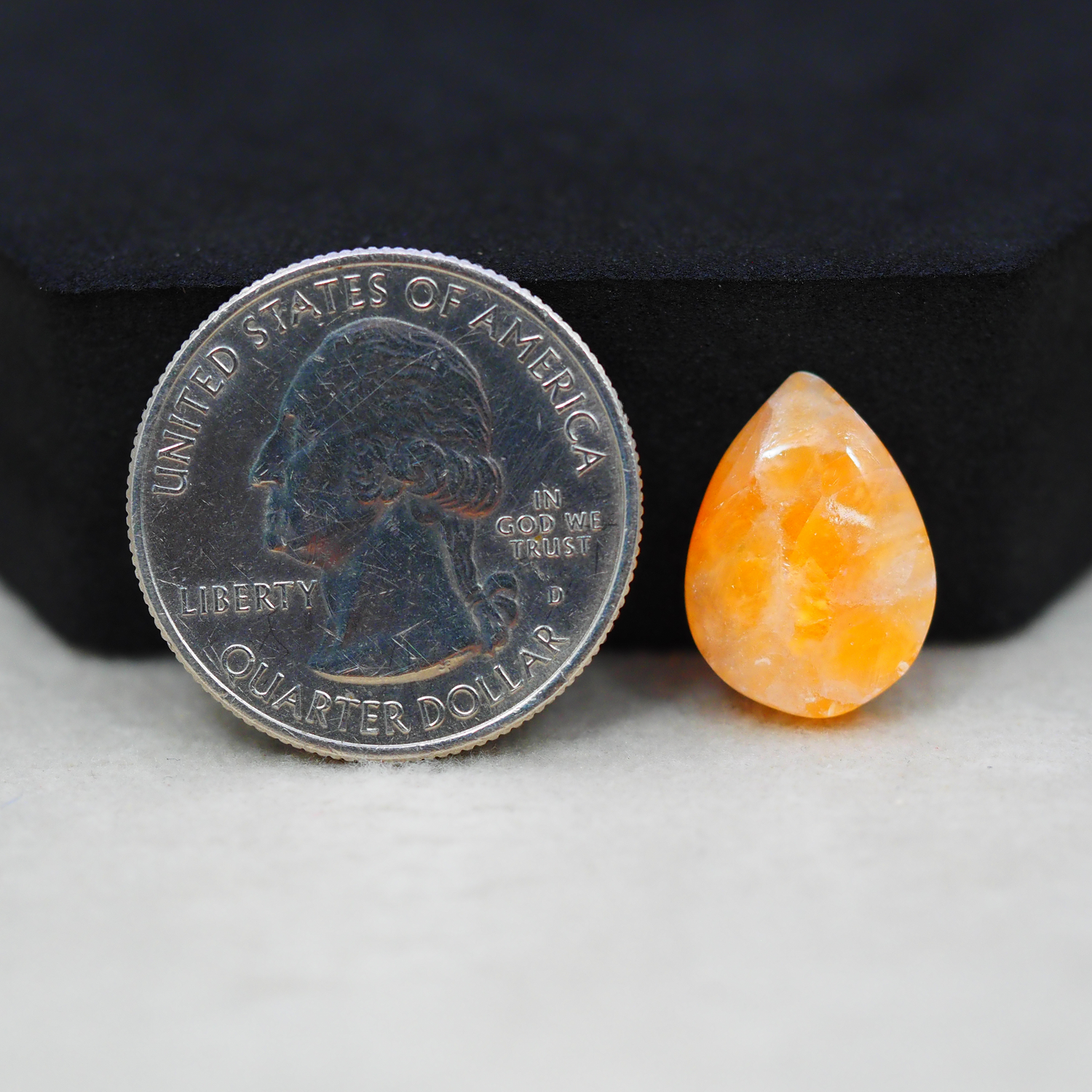 Natural Orange Calcite Pear Cabochon 16x12mm 6ct - warm honey-orange - Pedra Gems.