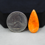 Natural Orange Calcite Pear Cabochon 26x13mm 10.5ct - warm honey-orange - Pedra Gems.