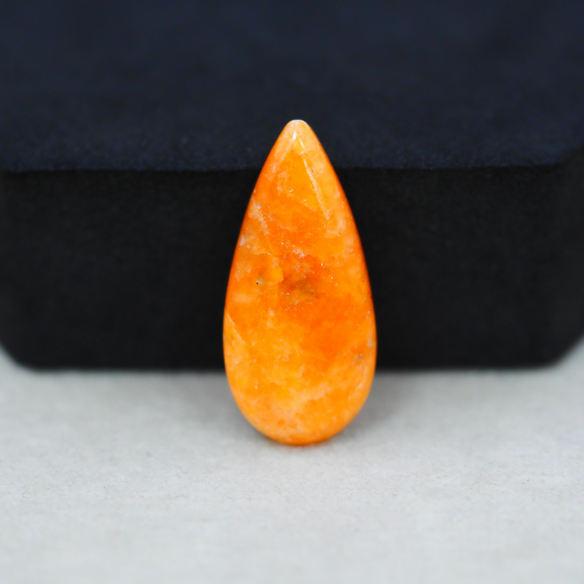 Natural Orange Calcite Pear Cabochon 26x13mm 10.5ct - warm honey-orange - Pedra Gems.