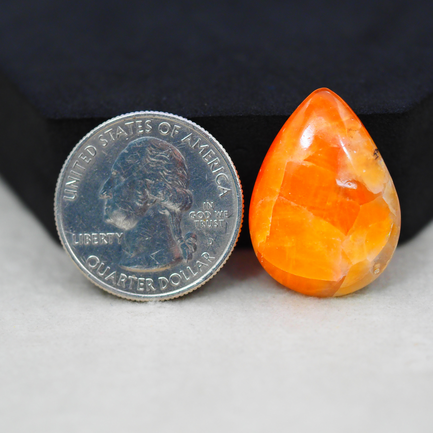 Natural Orange Calcite Pear Cabochon 26x19mm 20ct - warm honey-orange - Pedra Gems.