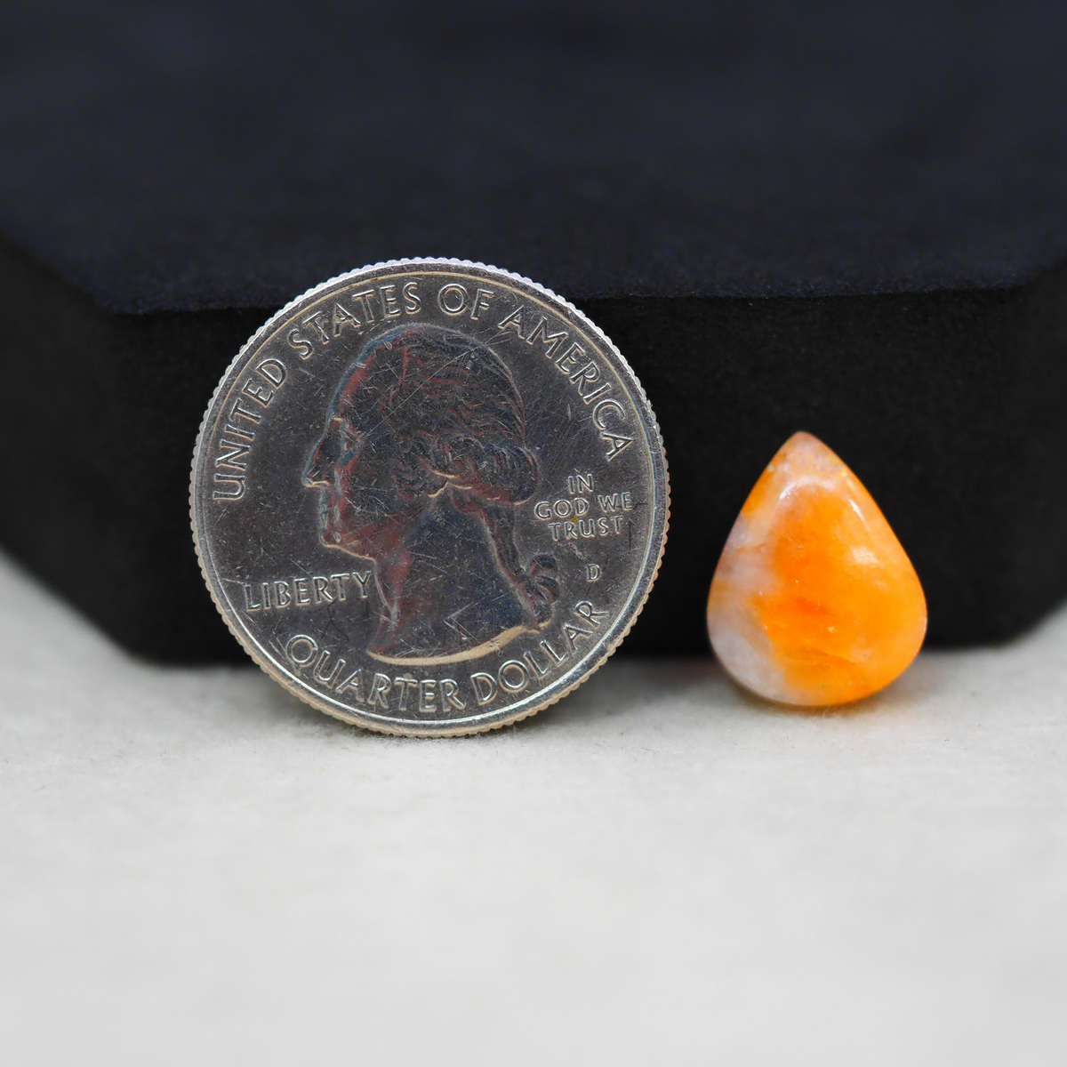 Natural Orange Calcite Pear Cabochon 14x11mm 5ct - warm honey-orange - Pedra Gems.