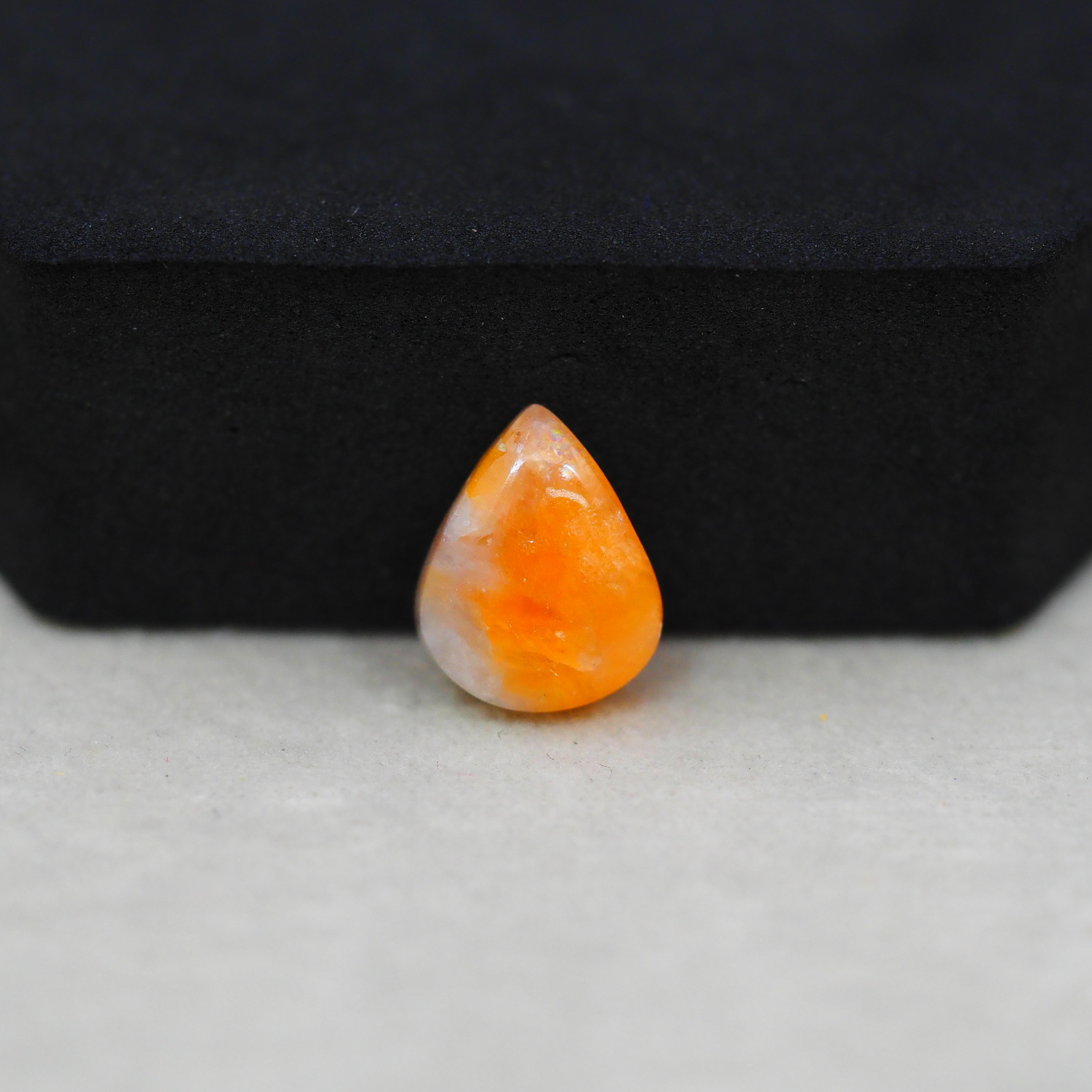 Natural Orange Calcite Pear Cabochon 14x11mm 5ct - warm honey-orange - Pedra Gems.