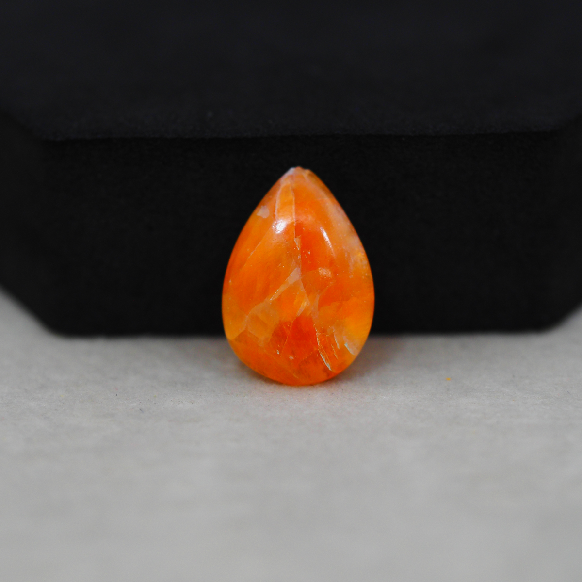 Natural Orange Calcite Pear Cabochon 19x13mm 8ct - warm honey-orange - Pedra Gems.