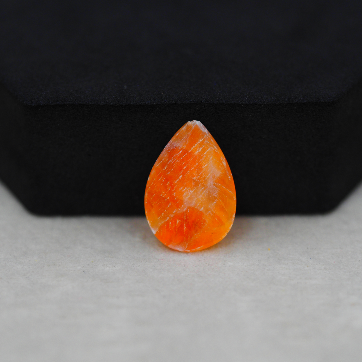 Natural Orange Calcite Pear Cabochon 19x13mm 8ct - warm honey-orange - Pedra Gems.