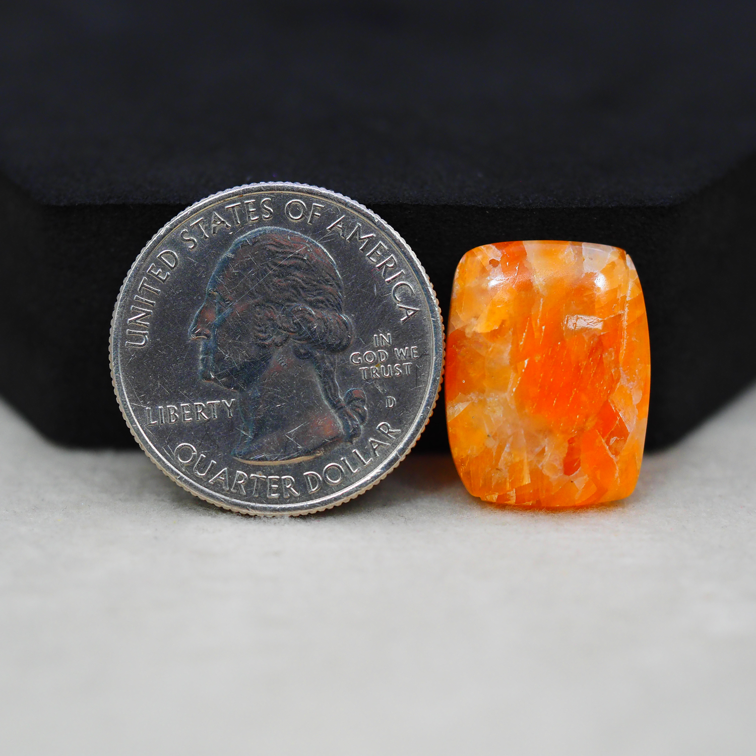 Natural Orange Calcite Square Cabochon 19x15mm 12.5ct - warm honey-orange - Pedra Gems.